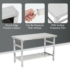 Folding Work Table Heavy Duty Stainless Steel for Kitchen Dining Restaurant
