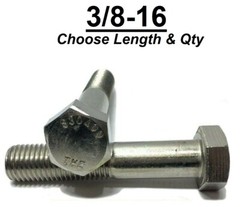 3/8-16 Stainless Steel Hex Cap Screw Bolt (All Sizes & Qty’s) 18-8 / 304 Grade