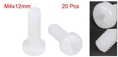 M4x12mm Nylon Phillips Cross Pan Head Machine Screws Bolts White 20Pcs