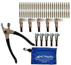 50 each C3/16 Cleco Fasteners (Made in USA) w/ Clamps, Pliers, and Pouch