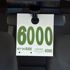 AUTO SERVICE NUMBERED HANG TAGS FOR AUTO SERVICE VEHICLE IDENTIFICATION