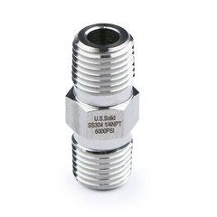 U.S. Solid 304 Stainless Steel Fitting Hex Nipple, NPT 1/4″ Male x 1/4″ Male