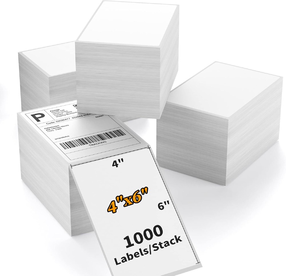 10000 Perforated 4×6 Fanfold Direct Thermal Shipping Labels for Zebra & Rollo