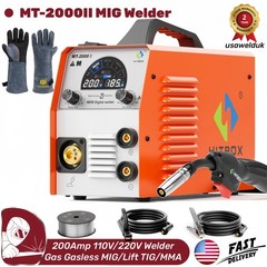 110V/220V 200Amp MIG Welding Machine,4IN1 Gas/Flux Core MIG /Lift-TIG/MMA Welder