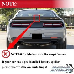 Rear Spoiler Wing 2015-2023 Dodge Challenger Gloss Black ABS OEM No Camera Hole