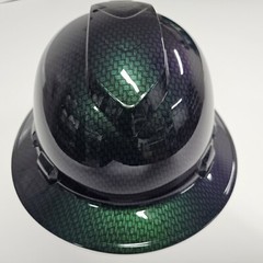 full brim hard hat custom hydro dipped IN CHAMELEON FLIP FLOP CARBON FIBER