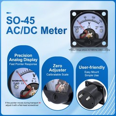 SO-45 AC 0-3A Round Analog Panel Meter Current Measuring Ammeter Gauge Black