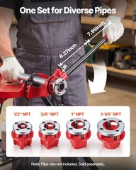 VEVOR Ratchet Pipe Threader Kit Pipes Threader with 1/2″ 3/4″ 1″ 1-1/4″ NPT Dies