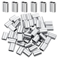 3/16″ Aluminum Crimping Loop Sleeve 70PCS, Cable Ferrule Wire Rope Sleeves Lo…