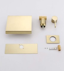 sumerain Wall Mount Tub Faucet Brushed Brass with Waterfall