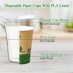 240 Count 12 oz Compostable Paper Cups, Biodegradable Disposable Paper Coffee…