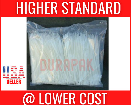 1000 PCS 8″ 18 Lbs Nylon Natural White Wire Cord Cable Tie Zip Self Lock Secure