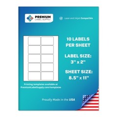 1000 Premium 3″ x 2″ Self Adhesive Labels – 10 per sheet