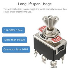 2X Toggle Switch ON/OFF/ON Heavy Duty 15A 380V DPDT 6 Terminal w/Waterproof Boot
