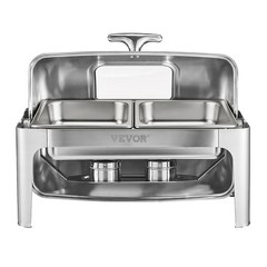 9QT Roll Top Chafing Dish Buffet Set Stainless Steel Chafer Food Warmer w/ Clip