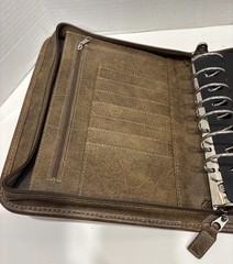 Franklin Covey 7-Ring Brown Zip Around Faux Leather Binder Organizer Planner