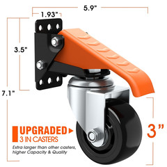 Workbench Casters Wheels Kit Retractable Casters Set of 4, 920Lbs | 3″ Extra Hea