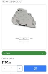 Phoenix Contact TTC-6-1X2-24DC-UT DIN Rail Terminal Block 24VDC 6P Gray