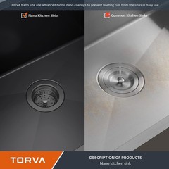 TORVA 14 x 14 Inch Gloss Black Undermount Kitchen 14 x 14 x 9 Inch, Dark Gray