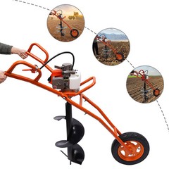 63CC 3HP Post Hole Digger Gas Powered Earth Auger Borer Wheelbarrow Ground Drill