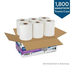 Marathon Centerpull Premium White 1-Ply Paper Towels 6 Rolls, 300 Sheets/Roll