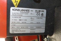 Kone Cranes 1/4 Ton Electric Chain Hoist 16′ Lift 16/5 FPM 2 Speed 460 Volt 3PH