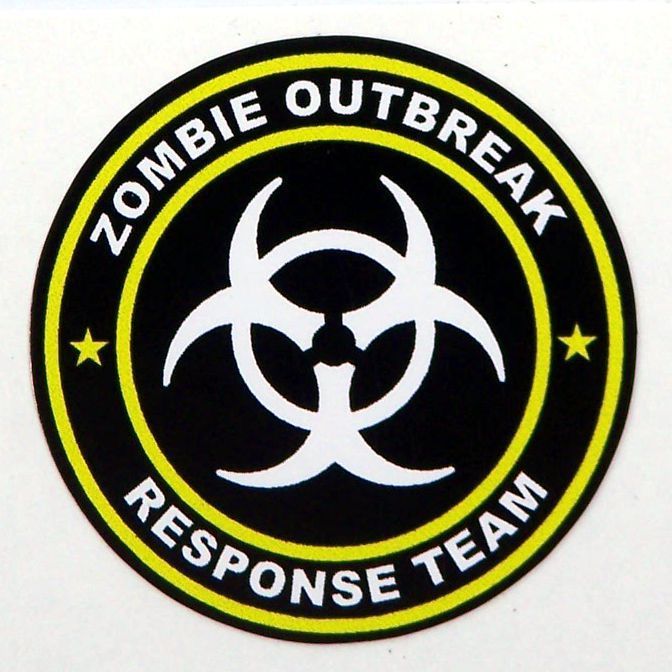 3 – Zombie Outbreak Response Team Tool Box Hard Hat Helmet Sticker Yellow H123