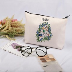JNIAP Maine State Map Gift Maine Favorites State Cosmetic Bag Maine Travel Gi…