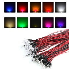 Pre-Wired LEDs Prewired Resistor 3mm/5mm Ultra Bright : 5V ~ 12V Various Colours