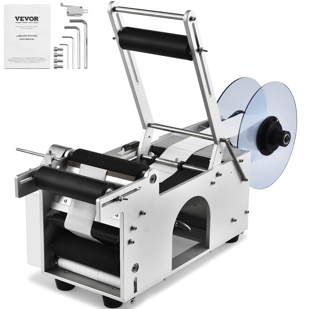 VEVOR Electric Labeling Machine Semi-Automatic Round Bottle Labeler 20-50pcs/min