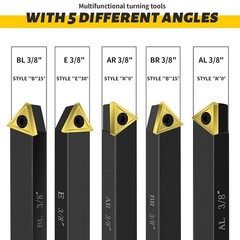 Carbide Metal Cutting Tool Bits 3/8″ Shank 5pc Kit Metal Lathe Cutting Tools