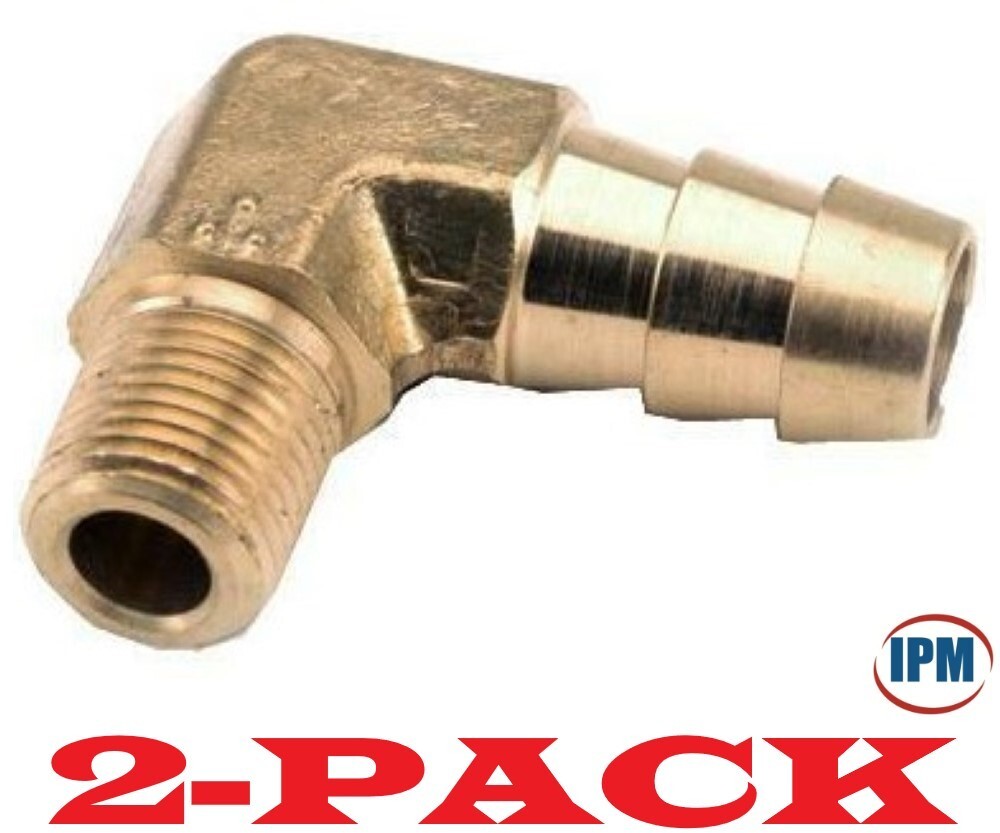 2-PACK! 1/2″ Hose Barb x 1/4″ Male NPT Brass 90° Elbow 8HB-4MNPT-90 (IPM) NEW!