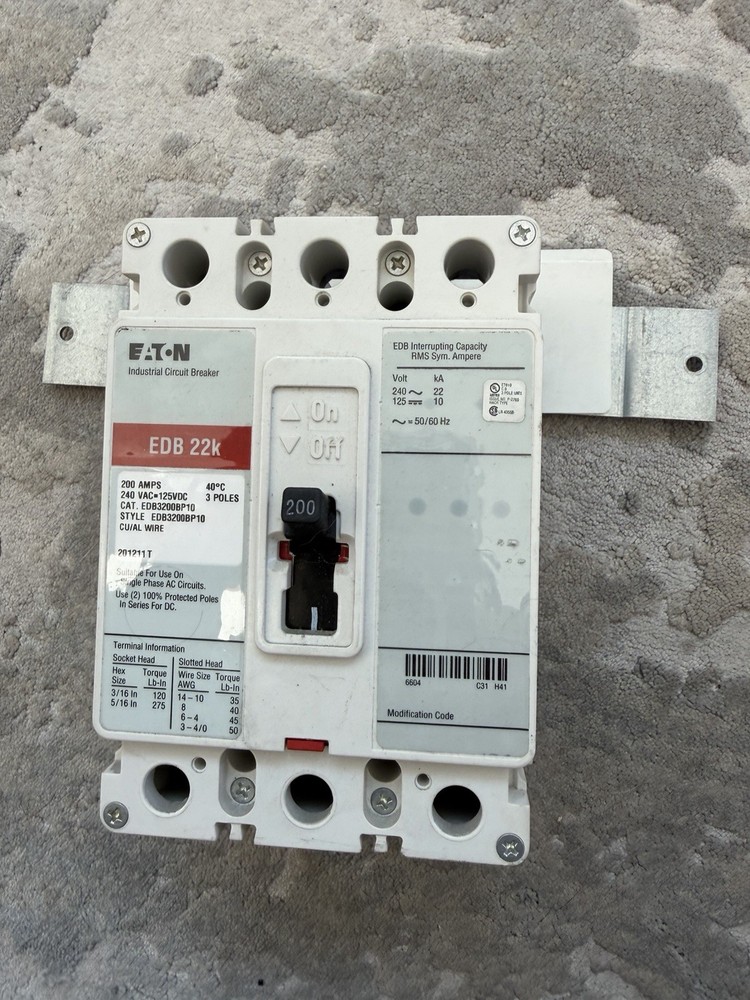 Eaton EDB3200BP10 240V 200A Circuit Breaker