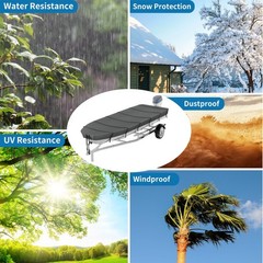 Jon Boat Cover 10-12ft,1200D 5-Layer Waterproof Oxford Fabric,Heavy Duty UV P…