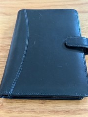 Vintage Levenger black Leather disc binder planner Circa date Book & notes NICE