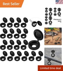 Durable 100 Piece Set of Medium Black Hinged Screw Cover Caps for Home Use