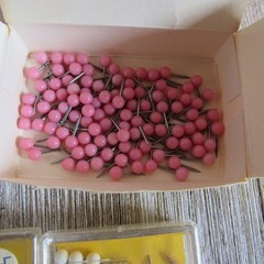 Vintage Map Pins Tacks Lot 13 Labelon Graffco Boxes Medium Head Pink White Red