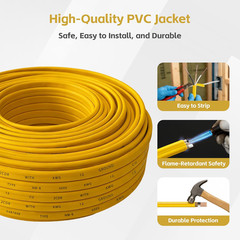 12/2 NM-B Wire with Ground, 100 FT 12 Gauge Wire Solid Pure Copper Non-Metallic