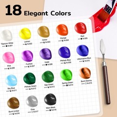18 Colors Acrylic Paint Set (250 ml/8.45 oz Large Bottles), Non-for & Adults,…