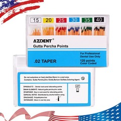 Dental Gutta Percha Points 0.02,15-40# Taper Assorted for Endodontic Root Canal