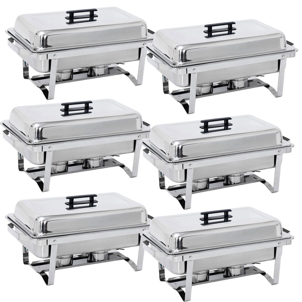 6x 8QT Chafing Dish Stainless Steel Chafer Complete Set with 2 Warmers Buffet