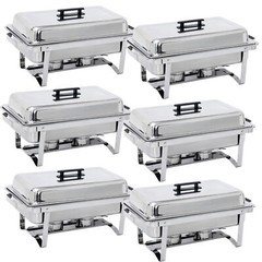 6x 8QT Chafing Dish Stainless Steel Chafer Complete Set with 2 Warmers Buffet