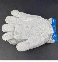 (12 Pairs) Natural White String Grip Knit Cotton Work Gloves LARGE