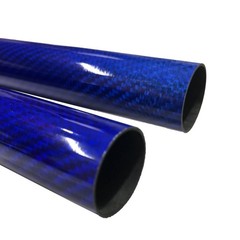 Blue – Carbon Fiber Tube – 25mm x 23mm x 500mm – 3K Roll Wrapped