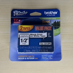 Brother 2 Pack TZe-2312PK – 12mm Black on White P-Touch TZ tape