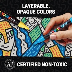 Posca Paint Art Markers, Set of 15 5M Medium Acrylic Markers with Reversible …