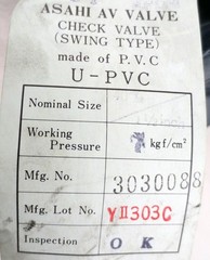 ASAHI 1.5 inch Flanged PVC 1201-015 Swing Check Valve