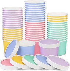 50 Pack Ice Cream Containers with Lids 8 Ounces Disposable Soup Bowls with Li…