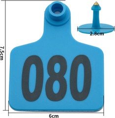100 Plastic Cattle Ear Tags 001-100 for Livestock Identification (Blue)