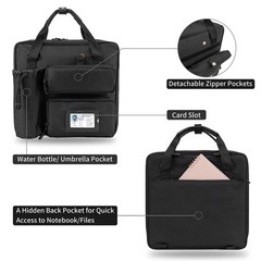 Zipper Binder 3 Ring 3-inch with Shoulder Strap & Backpack Straps, Black 700 …
